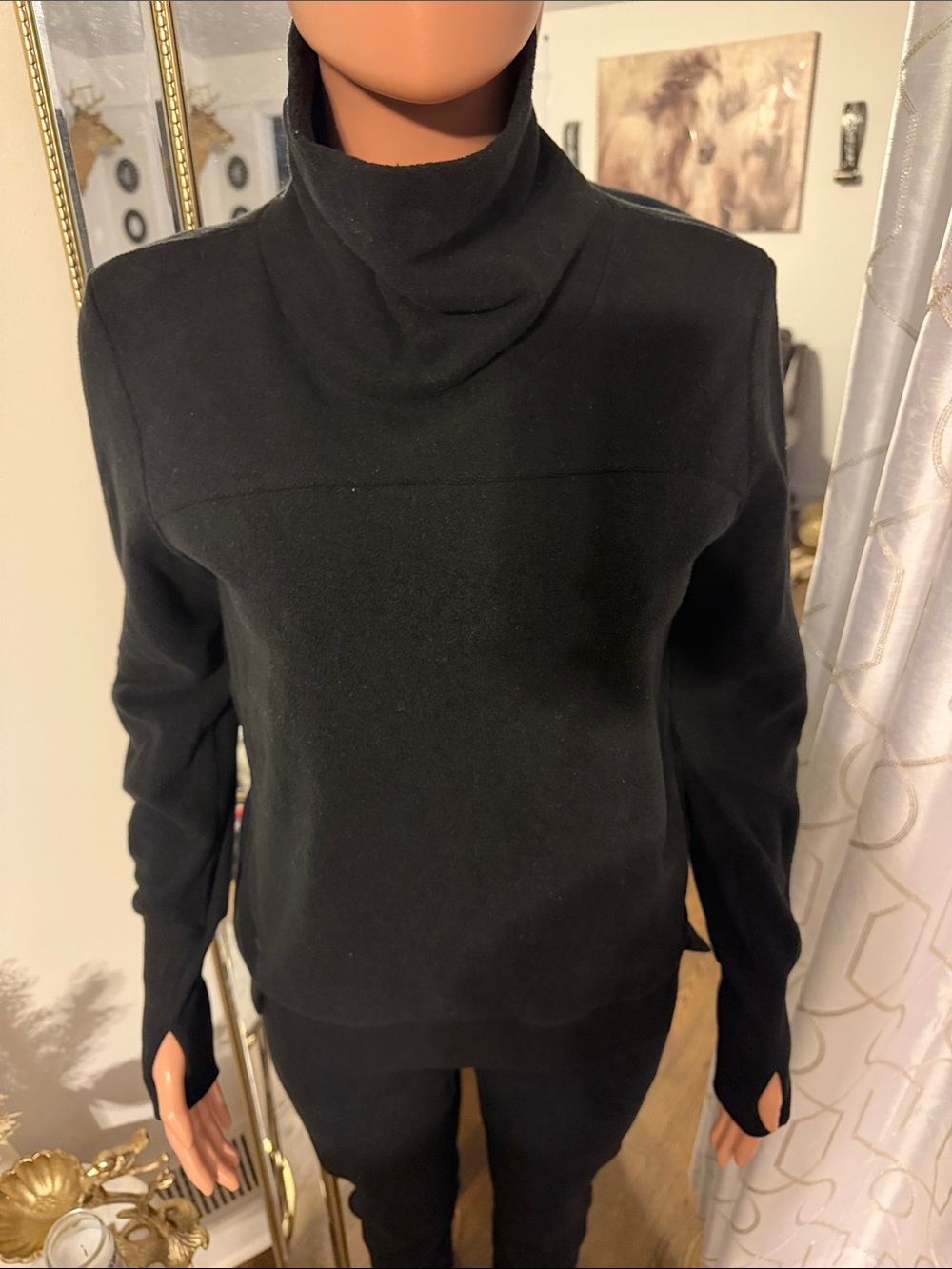 ALO Yoga Black Turtleneck Cowl Sweater